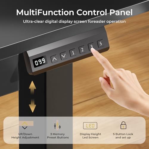 COMHOMA Electric Standing Desk with Drawers, 55 x 24 Inch Sit Stand up Desk with Monitor Stand, Laptop Stand, Height Adjustable Home Office Computer Desks with Memory Preset Controller (Black) - Image 4