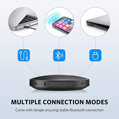 EMEET Bluetooth Speakerphone M2 Black Conference Speaker for 5-8 People Business Conference 360º Voice Pickup 4 AI Microphone Self-Adaptive Conference Call Speaker Skype USB Speakerphone - Image 6