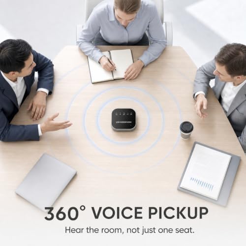 Bluetooth Conference Speaker and Microphone, Bluetooth Speakerphone for Small Meeting Room，Wireless Conference Speaker 360°Voice Pick up with Noise Cancellation Mics for Computer/Laptop - Image 3