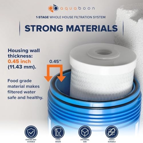 Aquaboon Whole House Water Filter System for Well Water with 5 Micron 20x4.5 Ganular Activated Carbon (GAC) Chlorine Reduction Cartrige | NSF Certified, Pressure Gauges & Releas, Wrench, Bracket 1"NPT - Image 5