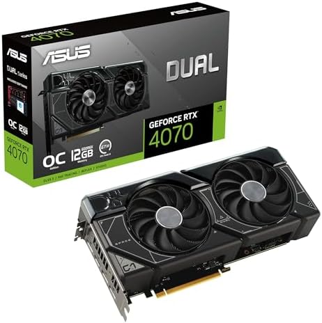 ASUS Dual GeForce RTX 4070 OC Edition 12GB GDDR6X, IP5X, Auto-Extreme Technology, 144-Hour Validation Program, HDMI 2.1a, DP 1.4a, 3 Year Warranty by Unknown