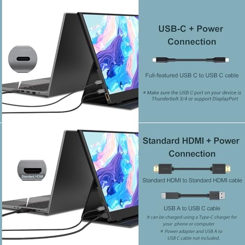 InnoView Portable Monitor, 15.6 Inch FHD 1080P HDMI USB C Second External Monitor for Laptop, Desktop, MacBook, Phones, Tablet, PS5/4, Xbox, Switch, Built-in Speaker with Protective Case - Image 3