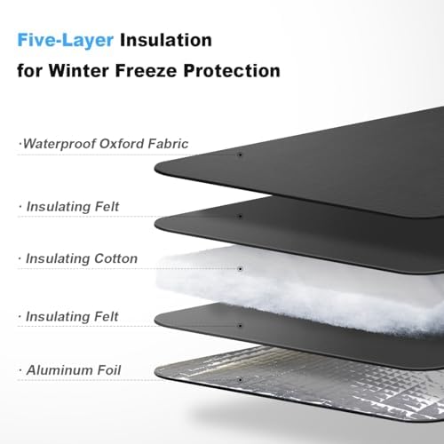 Heavy Duty Backflow Insulation Cover, Winter Freeze Protection, Five-Layer Waterproof Design, Easy Velcro Installation with Grommet Holes, 24''W x 24''H- Black - Image 3