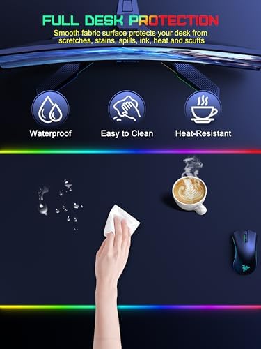5-in-1 RGB Gaming Mouse Pad with Wireless Charging, Large Desk Mat, Black - Image 6