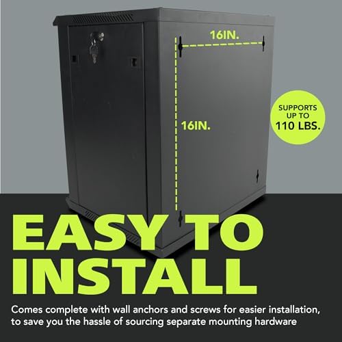 Pearington 12U Server Rack Enclosure with Glass Door, Cooling Fan, Locks, & Removable Side Panels - 12U Wall Mount Network Cabinet - Image 3