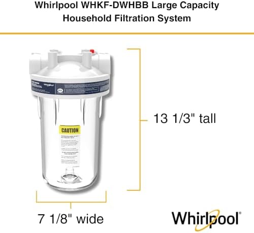 Whirlpool 10" x 4.5" Large Capacity Whole House Water Filter System WHKF-DWHBB, 1" Metal Port, Home Water Pre-Filtration for Well and City Water, Clear Housing, Timer Included for Replacement Filter - Image 5