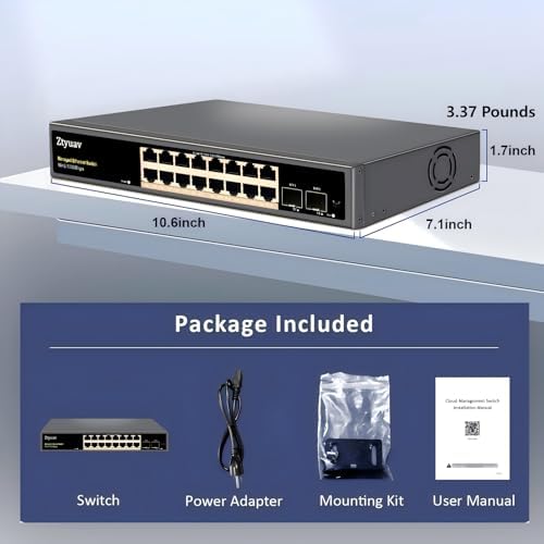18-Port Full Gigabit Smart Managed Ethernet Switch-16 RJ45 Ports & 2 SFP Ports, Web & APP Managed, VLAN/QoS/IGMP/LAG/TELNET/CLI Supported, Home Office Network Hub, Metal Plug & Play - Image 6