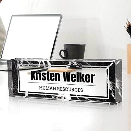 Custom Name Plate for Desk, Desk Name Plate Personalized, Office Decor for Women Men, Acrylic Desktop Accessories, Office Gifts for Coworkers Boss Teacher, Employee Appreciation Gifts (Black Marble) - Image 4