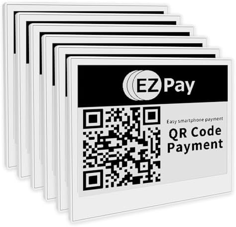 [Santek] EZ Sign NFC E-Paper Display – Battery-Free, 0.13" Ultra-Thin Rewritable 2-Color Display, Unique ID & Name Tag, No Pairing, PC/Android/iOS Compatible IP65 (White, 4.2" 6pcs, No Stand/Clip) by Santek