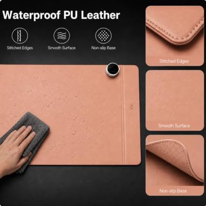 Heated Desk Pad Mouse Mat - Keyword Hand Warmer for Office Desktop, Pink - Image 5