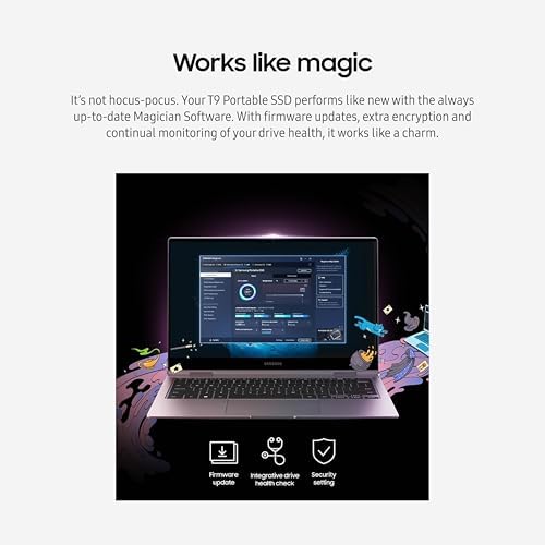 Samsung T9 2TB, Portable SSD, up to 2000MB/s, USB 3.2 Gen 2x2 (20Gbps) NVMe, Rugged, for Photographers, Content Creators and Gaming, External Solid State Drive (MU-PK2T0G/WW) Gray - Image 7