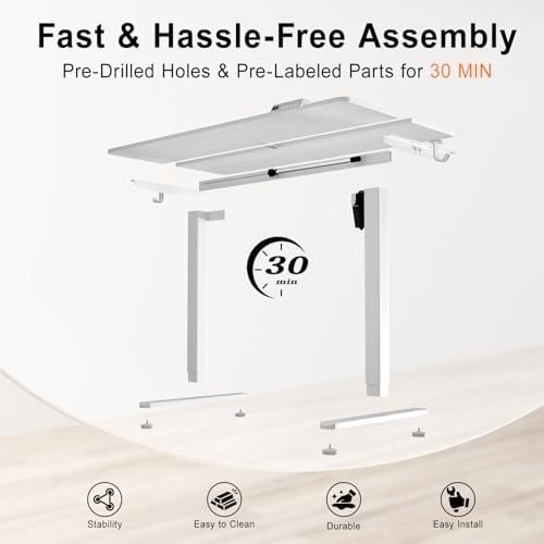32 Inch Height Adjustable Standing Desk for Home Office, Natural - Image 6