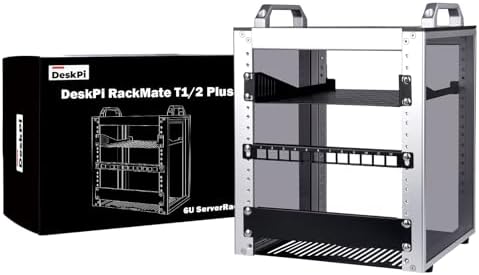 GeeekPi 6U Server Rack, 10 inch Mini Rack for Network, Servers, Audio, and Video Equipment, DeskPi RackMate T1/2 Plus, 10.23inch/260mm Depth (Silver) by GeeekPi