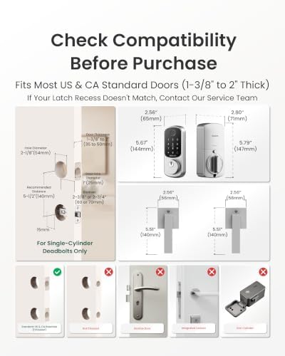 DESLOC B200 Fingerprint Smart Lock with 2 Lever Handles Set,Front Door Lock - Image 5