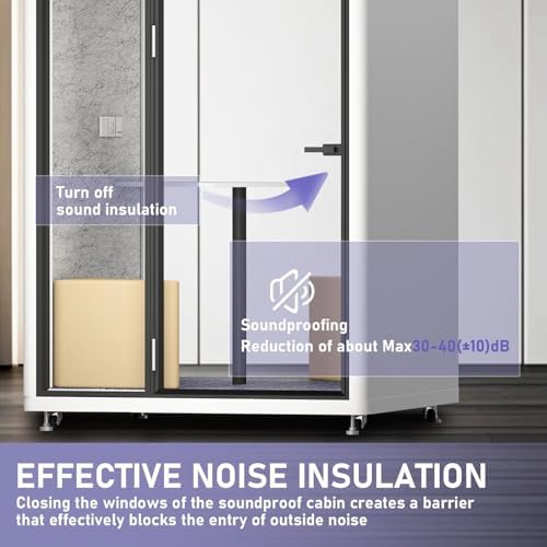 Office Pod Booth with Audio Privacy - Portable Soundproof Booth with White Modern Style,Outdoor Office Pod with Light,Ventilation,Socket for Game,Private Chat Room,Independent Office(59.05IN) - Image 3