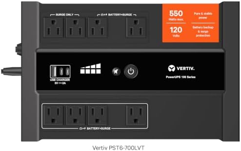 Vertiv Liebert PowerUPS 100 PST6-900LVMT Battery Backup UPS 900VA USB-C+A - Image 4