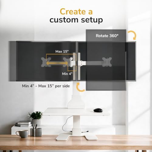 Mount-It! Electric Standing Desk Converter, Motorized Sit Stand Desk Riser with Dual Monitor Mounts, Adjustable Height Ergonomic Workstation with 28” Wide Platform and Tablet/Phone Slot, White - Image 5