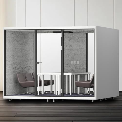 Office Pod Booth with Audio Privacy,Modern Sound Booth with White Modern Style,Sounproof Room with Light,Ventilation,Socket for Meeting Room,Band Practice,Home Gym(118.11IN) by X-Comfot