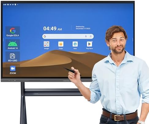 75" 4K Smart Board,Google EDLA Certified with 50MP AI Camera,40-Point Touch Digital Whiteboard,Android 14, 8+128GB,SmartBoard for Classroom Office Home（Wall Mount Included） (75 Inch) by ZPNUZDU