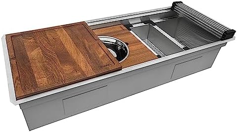 Ruvati 69-inch Workstation Two-Tiered Ledge Kitchen Sink Undermount 16 Gauge Stainless Steel - RVH8666 by Unknown