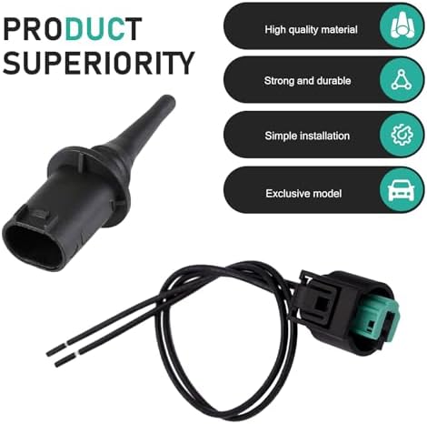 2 PCS Outside Ambient Air Temperature Sensor and Plug Kit,Import Direct Ambient Temp Sensor Connector, OEM #0075421318 0005428418 5S11829, Compatible with Benz (Black) - Image 5