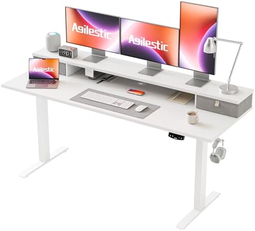 Agilestic 63 * 24 Inch Electric Standing Desk with Drawers, White by Agilestic