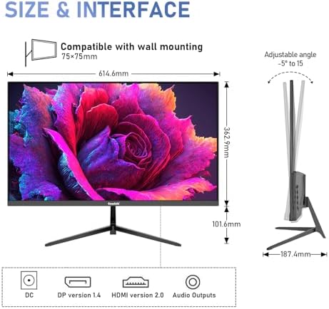 Gawfolk 27 inch IPS 2K QHD Computer Monitor 75Hz Gaming PC Screen - Image 6