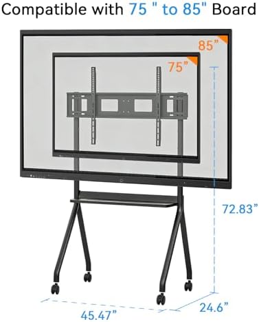 Mobile Smart Board Stand with Wheels, Height Adjustable Interactive Whiteboard Cart for 75/85'' Screens - Image 2