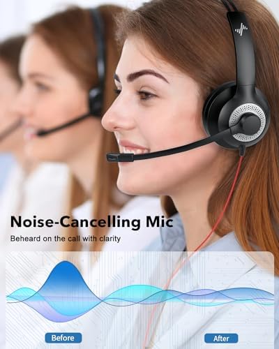 JIAMQISHI Single‑Ear USB Headset with Mic for PC,On-Ear Computer Laptop Headphones with Noise Cancelling Microphone in-line Control for Home Office Online Class (USB+3.5mm Single Ear Headset, Black) - Image 2