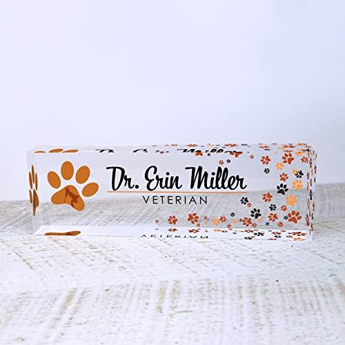 Artblox Office Desk Name Plate Personalized | Custom Name Plates for Desks | Vet Dog Design On Clear Acrylic Glass | Cute Office Desk Accessories Customized Gifts - (8" x 2.5") - Image 2