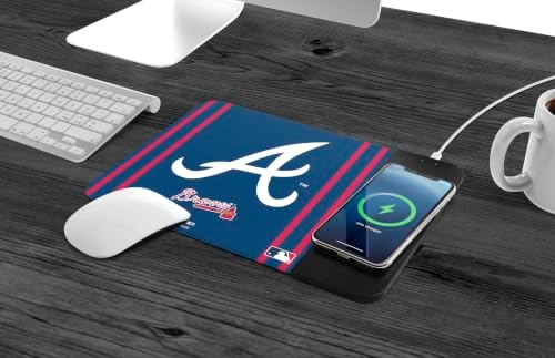 SOAR MLB Official Established Primary Logo Wordmark Home Office Wireless Charging Mouse Pad Mat 11.8" x 8.6" (Atlanta Braves) - Image 2
