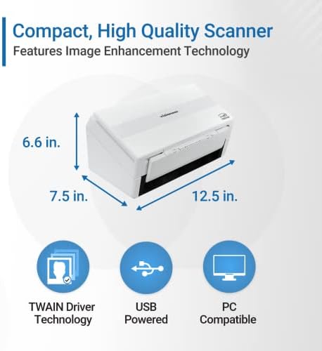 Visioneer Patriot PD45 Scanner, USB Duplex Office Document Scanner for PC, 50 PPM, Sheetfed 100 Page Automatic Document Feeder (ADF), White - Image 6