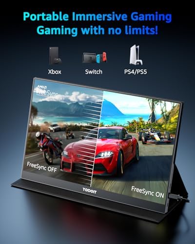 Yodoit Portable Monitor 144Hz 15.6Inch - 1080P Gaming Screen for Laptop IPS Display with USB Type C Port and Speakers with Smart Cover Metal Compatible with PC, MacBook, Xbox (Black) - Image 5