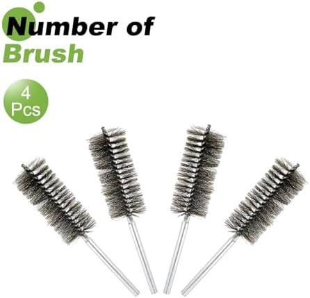HARFINGTON 4pcs Wire Bore Brush Set 8 Inch Length 1.6 Inch Shank Stainless Steel Bristles Cleaning Brush for Clean Car Part Tube Kitchen Garage - Image 3