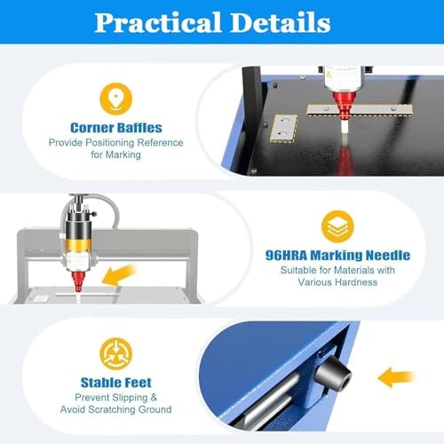 400w Electric Marking Machine Portable Metal Plastic Engraving Machine Desktop Nameplate Tag Marking Tool Adjustable Force,0.05-1mm Depth, for Mark Fixed Character 200x150mm - Image 7