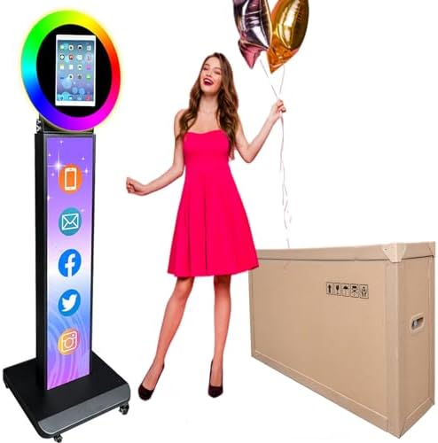 Portable Photo Booth for iPad 10.2" 10.5" 10.9" 11" 12.9" 13" Photobooth Machine Metal Shell Selfie Station RGB Ring Light Custom Logo for Parties Wedding Rental by ZLPOWER