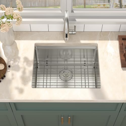 Mocoloo 23 Inch Undermount Kitchen Sink - Stainless Steel Undermount Bar Prep Single Bowl 16 Gauge 10" Deep 23x19 Kitchen Sink Workstation Handmade RV Laundry Sinks with Track - Image 2