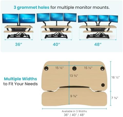 VERSADESK PowerPro 48 Inch Electric Standing Desk Converter – Push-Button Height Adjustable Sit to Stand Desk Riser for Multiple Monitors – Motorized Desktop Workstation with Wide Keyboard Tray - Image 2