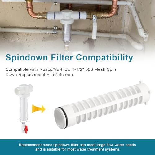 1-1/2 Inch 500 Mesh Spin Down Filters for Rusco Vu Flow, Spindown Sediment Filter Screen for Well Water and Sprinkler Irrigation, 8" Long FS1-1/2-500 - 2 Pack - Image 2
