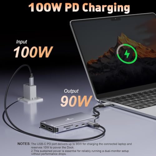 USB C Docking Station Dual Monitor for Laptop, 10-in-1 2 HDMI Dock - Image 7
