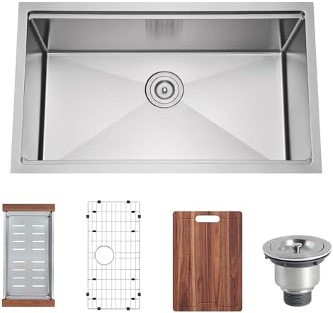 32 Inch Undermount Workstation Handmade Single Bowl Kitchen Sink - Image 2