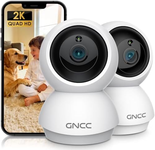 GNCC 2K Cameras for Home Security,360°Pan/Tilt Indoor Camera with APP,2Pack by GNCC