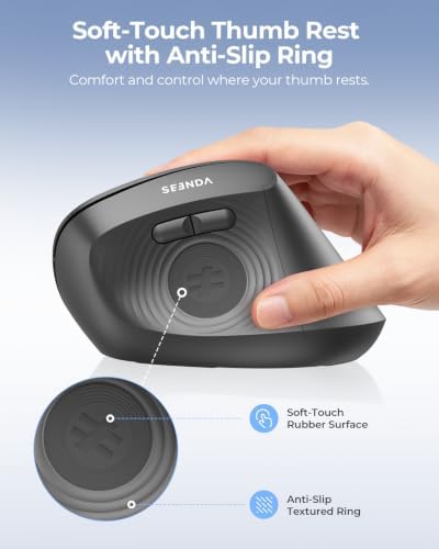 seenda Ergonomic Wireless Mouse, 52° Vertical Bluetooth Mouse, Black - Image 5