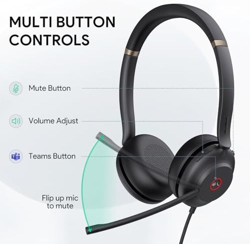 Yealink UH37 USB Headset with Noise Cancelling Mic Wired Headphone for PC - Image 2