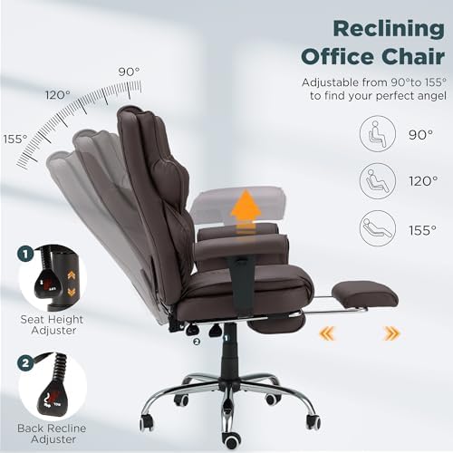 HOMREST Brown Ergonomic Office Chair - Image 4
