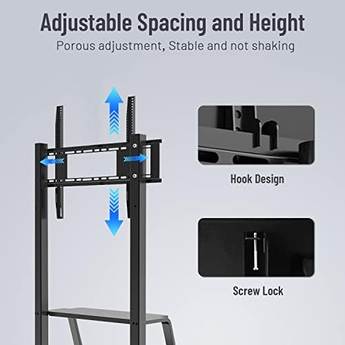Mobile TV Cart,JYXOIHUB, Rooling TV Stand with Wheels for 32 to 65 Inch LCD LED OLED Plasma Flat Panel Screens up to 100lbs AVA1500-60-1P (Black) - Image 5