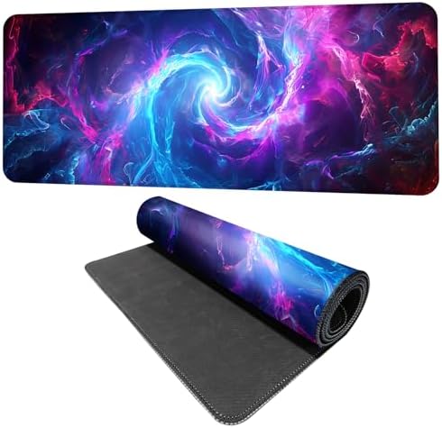 Galaxy Swirl Mouse Pad XXL – Large Extended Desk Mat with Blue & Pink Energy Nebula, Cosmic Gaming Mousepad with Non-Slip Base for PC, Office, Streamers,31.5 x 11.8 in by THISFIND