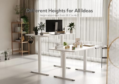 Claiks Electric Height Adjustable Standing Desk, 55x24 Inch, White - Image 4