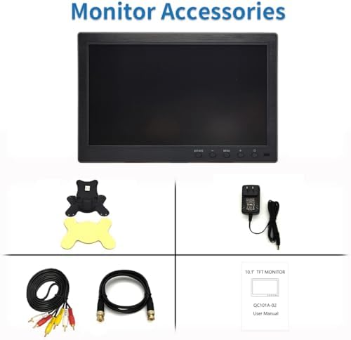 10.1 inch LCD Security Monitor & Displays, 1024 * 600 Resolution,BNC/AV Input, Built-in Dual Speakers Portable Monitor, Suitable for TV CCTV DVD CCD - Image 6