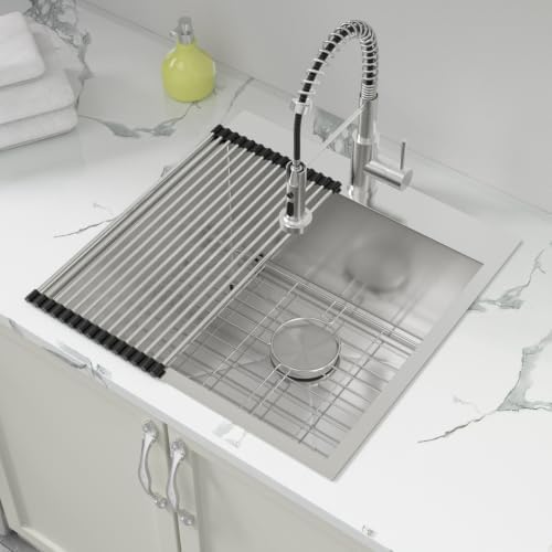 Sarlai 22" x 22" Laundry Sink with Faucet Drop In Kitchen Sinks 12" Deep - Image 2